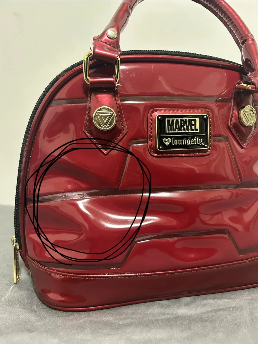 Loungefly Marvel Iron Man Dome Purse Handbag Red Gold - Picture 8 of 8
